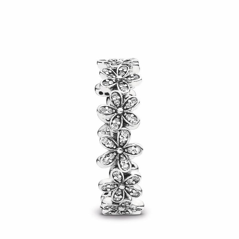 Pandora Daisy Flower Stackable Ring - Sterling Silver/Cubic Zirconia - Canada | WX4335DB